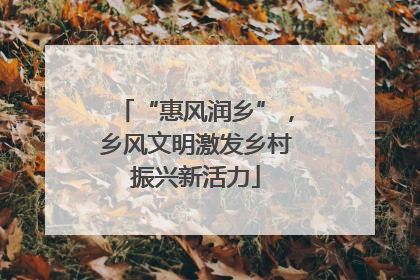 “惠风润乡”，乡风文明激发乡村振兴新活力