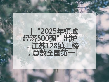 “2025年镇域经济500强”出炉：江苏128镇上榜，总数全国第一