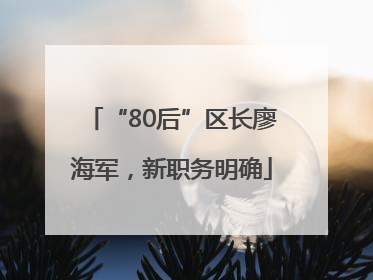 “80后”区长廖海军，新职务明确