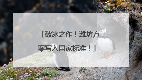 破冰之作！潍坊方案写入国家标准！