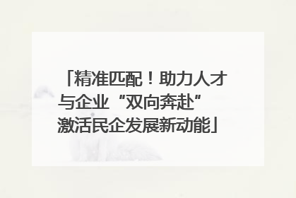 精准匹配！助力人才与企业“双向奔赴” 激活民企发展新动能