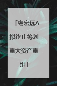 粤宏远A拟终止筹划重大资产重组