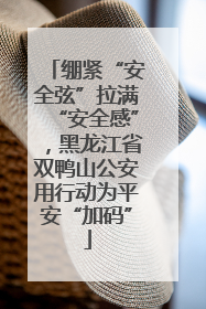 绷紧“安全弦”拉满“安全感”，黑龙江省双鸭山公安用行动为平安“加码”