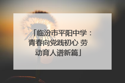 临汾市平阳中学：青春向党践初心 劳动育人谱新篇