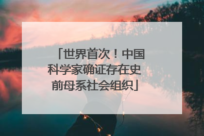 世界首次！中国科学家确证存在史前母系社会组织