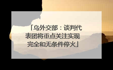 乌外交部：谈判代表团将重点关注实现完全和无条件停火