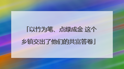 以竹为笔、点绿成金 这个乡镇交出了他们的共富答卷