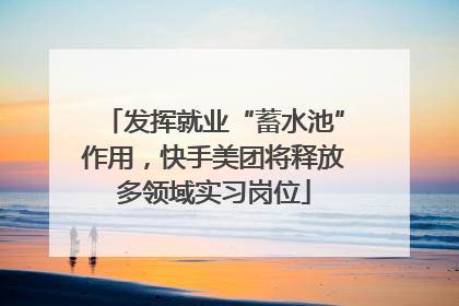 发挥就业“蓄水池”作用，快手美团将释放多领域实习岗位