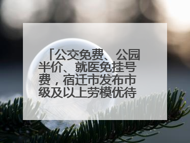 公交免费、公园半价、就医免挂号费，宿迁市发布市级及以上劳模优待服务清单