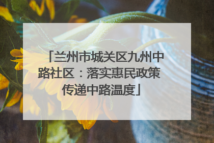 兰州市城关区九州中路社区：落实惠民政策 传递中路温度