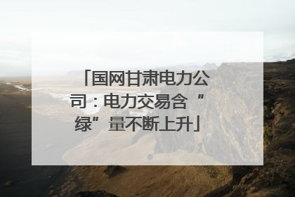 国网甘肃电力公司：电力交易含“绿”量不断上升