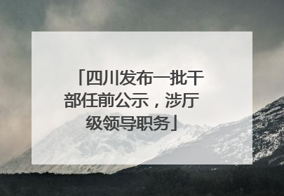 四川发布一批干部任前公示，涉厅级领导职务