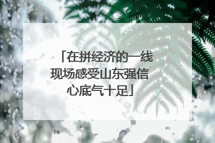 在拼经济的一线现场感受山东强信心底气十足
