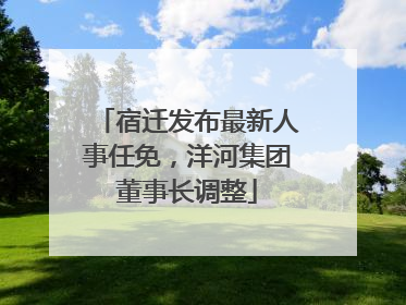 宿迁发布最新人事任免，洋河集团董事长调整