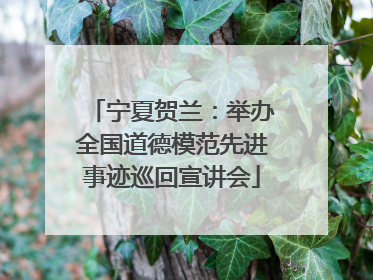 宁夏贺兰：举办全国道德模范先进事迹巡回宣讲会
