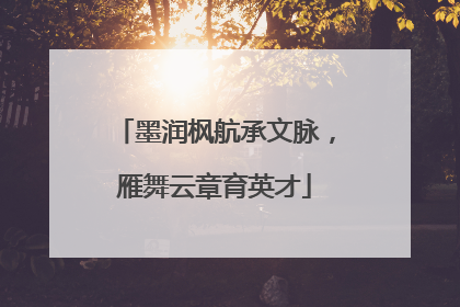 墨润枫航承文脉，雁舞云章育英才