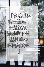 多哈世乒赛三连冠，王楚钦/孙颖莎收下兹·赫杜塞克杯复刻奖杯