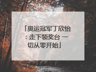 奥运冠军丁欣怡：走下领奖台 一切从零开始