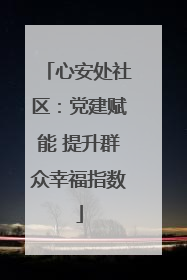 心安处社区：党建赋能 提升群众幸福指数