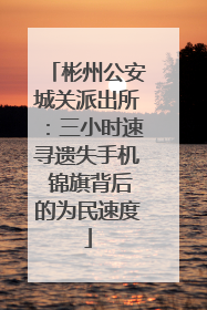 彬州公安城关派出所：三小时速寻遗失手机 锦旗背后的为民速度
