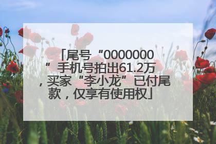 尾号“0000000”手机号拍出61.2万，买家“李小龙”已付尾款，仅享有使用权