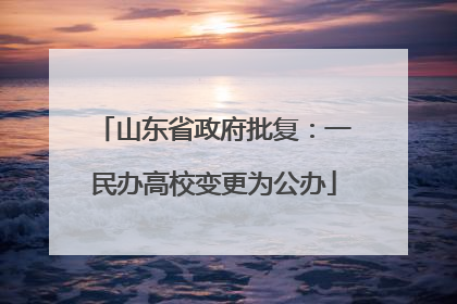 山东省政府批复：一民办高校变更为公办