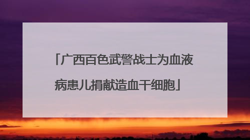 广西百色武警战士为血液病患儿捐献造血干细胞