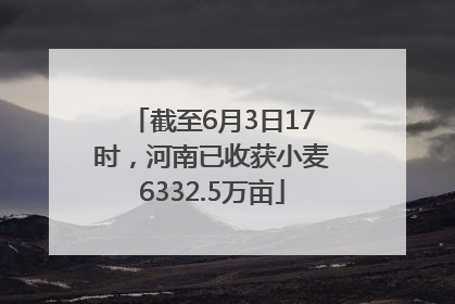 截至6月3日17时，河南已收获小麦6332.5万亩