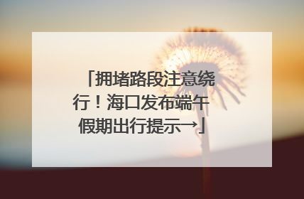 拥堵路段注意绕行！海口发布端午假期出行提示→