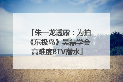 朱一龙透露：为拍《东极岛》吴磊学会高难度BTV潜水