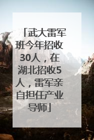 武大雷军班今年招收30人，在湖北招收5人，雷军亲自担任产业导师
