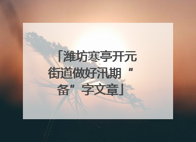 潍坊寒亭开元街道做好汛期“备”字文章