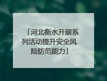 河北衡水开展系列活动提升安全风险防范能力