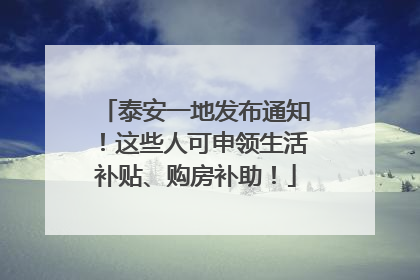 泰安一地发布通知！这些人可申领生活补贴、购房补助！