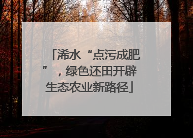 浠水“点污成肥”，绿色还田开辟生态农业新路径
