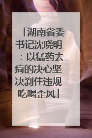 湖南省委书记沈晓明：以猛药去疴的决心坚决刹住违规吃喝歪风