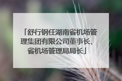 舒行钢任湖南省机场管理集团有限公司董事长、省机场管理局局长