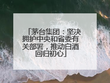 茅台集团：坚决拥护中央和省委有关部署，推动白酒回归初心