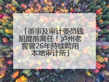 董事及审计委员钱旭提前离任！泸州老窖曾26年持续聘用本地审计所