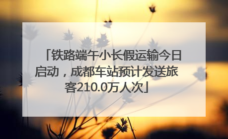 铁路端午小长假运输今日启动，成都车站预计发送旅客210.0万人次