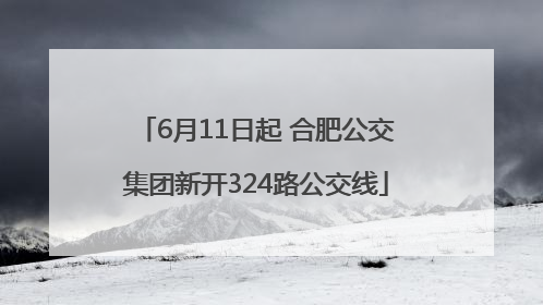6月11日起 合肥公交集团新开324路公交线